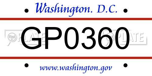 GP0360 District Of Columbia License Plate