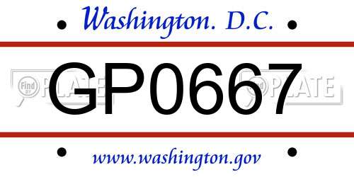 GP0667 District Of Columbia License Plate
