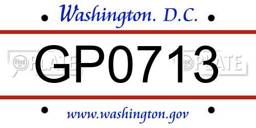 GP0713 District Of Columbia License Plate