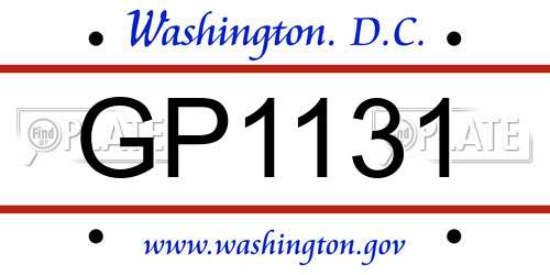 GP1131 District Of Columbia License Plate