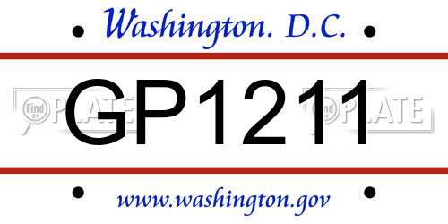 GP1211 District Of Columbia License Plate