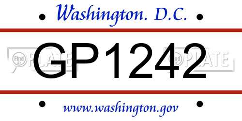 GP1242 District Of Columbia License Plate
