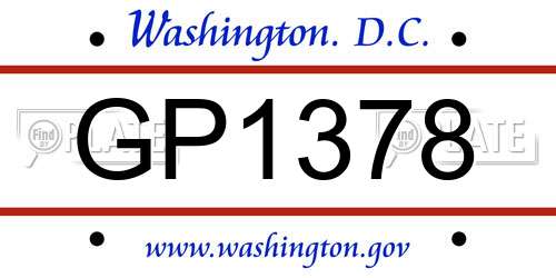 GP1378 District Of Columbia License Plate