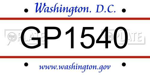 GP1540 District Of Columbia License Plate