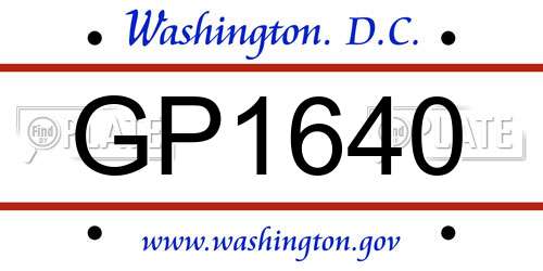 GP1640 District Of Columbia License Plate