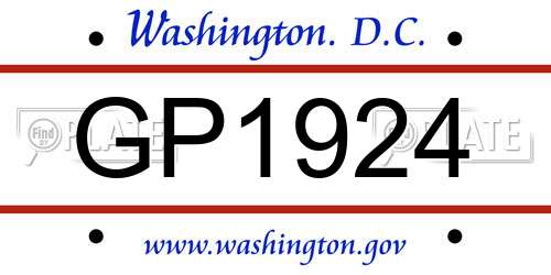 GP1924 District Of Columbia License Plate