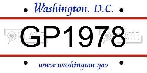 GP1978 District Of Columbia License Plate