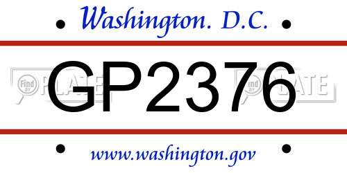 GP2376 District Of Columbia License Plate