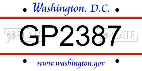 GP2387 District Of Columbia License Plate