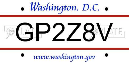 GP2Z8V District Of Columbia License Plate