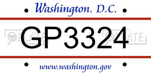 GP3324 District Of Columbia License Plate