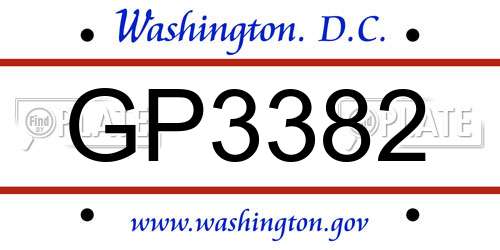 GP3382 District Of Columbia License Plate