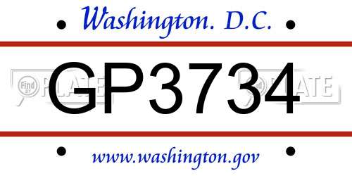 GP3734 District Of Columbia License Plate