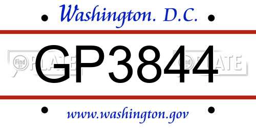 GP3844 District Of Columbia License Plate