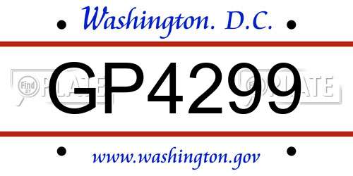 GP4299 District Of Columbia License Plate