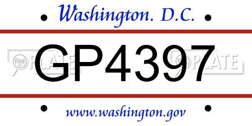 GP4397 District Of Columbia License Plate