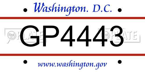GP4443 District Of Columbia License Plate
