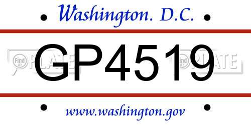 GP4519 District Of Columbia License Plate