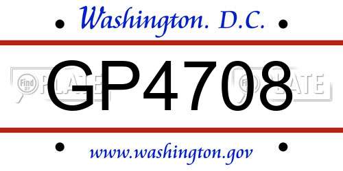 GP4708 District Of Columbia License Plate