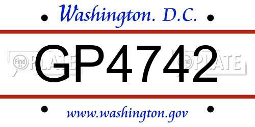GP4742 District Of Columbia License Plate