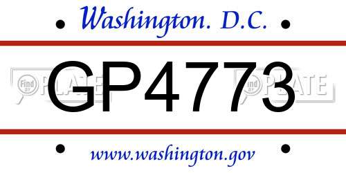 GP4773 District Of Columbia License Plate