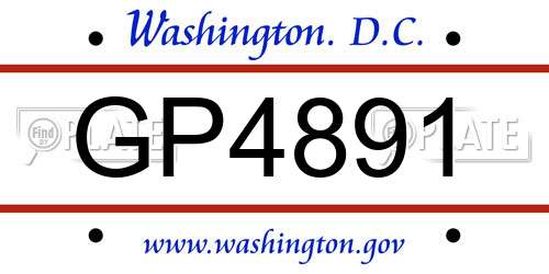 GP4891 District Of Columbia License Plate