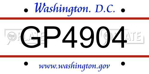 GP4904 District Of Columbia License Plate