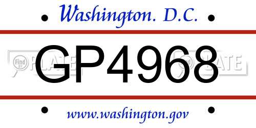 GP4968 District Of Columbia License Plate