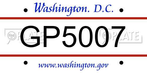GP5007 District Of Columbia License Plate