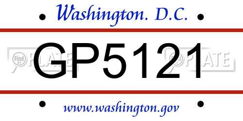 GP5121 District Of Columbia License Plate