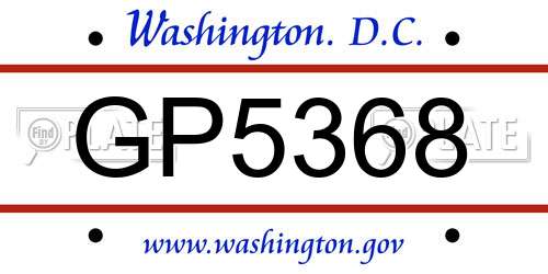 GP5368 District Of Columbia License Plate