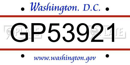 GP53921 District Of Columbia License Plate