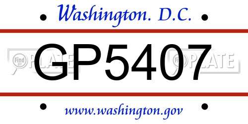 GP5407 District Of Columbia License Plate