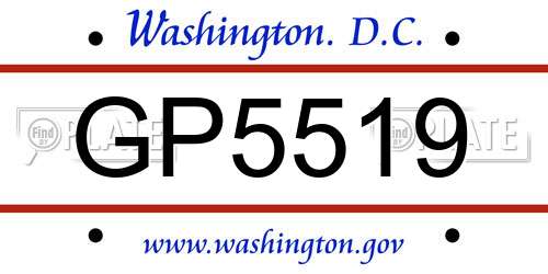 GP5519 District Of Columbia License Plate