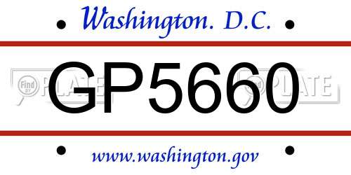 GP5660 District Of Columbia License Plate
