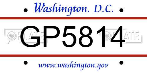 GP5814 District Of Columbia License Plate