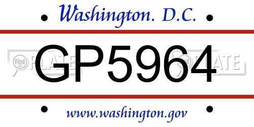 GP5964 District Of Columbia License Plate