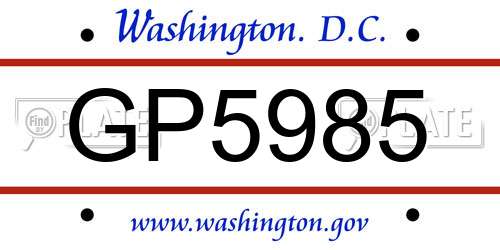 GP5985 District Of Columbia License Plate