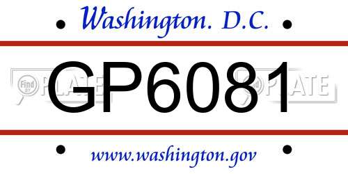 GP6081 District Of Columbia License Plate