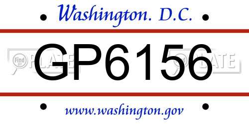 GP6156 District Of Columbia License Plate