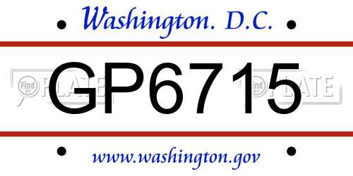 GP6715 District Of Columbia License Plate