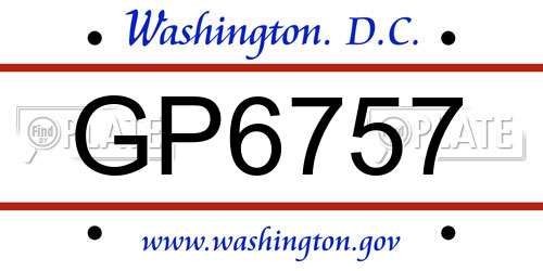 GP6757 District Of Columbia License Plate