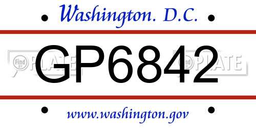 GP6842 District Of Columbia License Plate