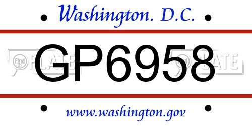 GP6958 District Of Columbia License Plate
