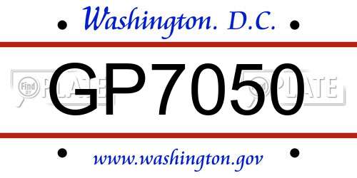 GP7050 District Of Columbia License Plate