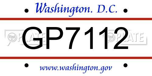 GP7112 District Of Columbia License Plate