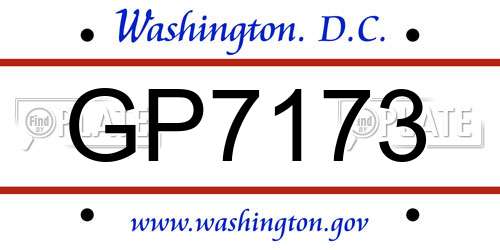 GP7173 District Of Columbia License Plate