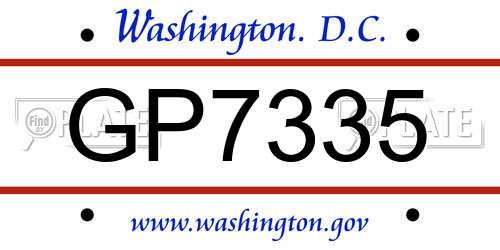 GP7335 District Of Columbia License Plate