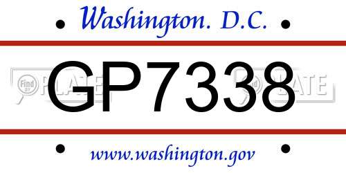 GP7338 District Of Columbia License Plate