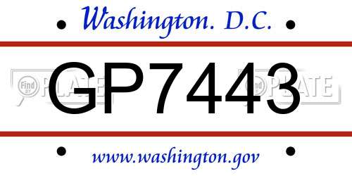 GP7443 District Of Columbia License Plate